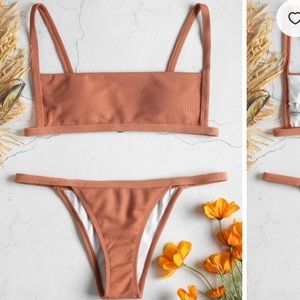 🌶NWOT Zaful salmon colored, ribbed bikini